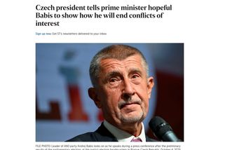 Babišův střet zájmů už řeší i v Singapuru - Novinky