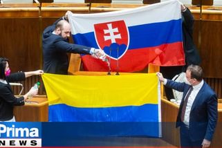 Rvačka a polévání vlajky ve slovenském parlamentu. Krajně pravicoví poslanci Kotleby narušili schůzi