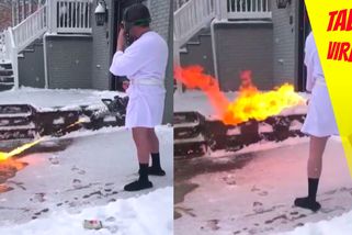 Na ledovku šel muž s plamenometem | Tady virál