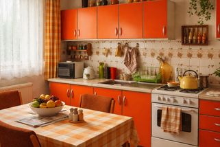 Retro kuchyně našich babiček: Jedovaté příbory, oranžová kredenc a remoska - Médium.cz