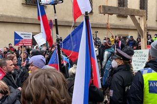 Za hranou, vrchol nevkusu. Politiky pohoršila šibenice na demonstraci - Novinky