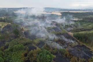 Letecký záběr ukazuje následky požáru lesa na Písecku - Novinky