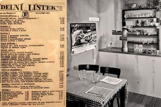 Jídelní lístek z roku 1974: Smažený řízek stál 9,90 Kčs, okurkový salát byl za 1,50 Kčs a nejdražší biftek s vejcem za 13 Kčs