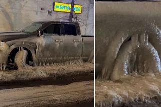 Pick-up doslova přimrzl k silnici, vypadal jako rozpuštěný