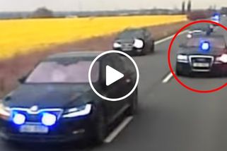 Vládní kolona agresivně vytlačovala protijedoucí auta ze silnice. Kamioňák natočil hazard se životem! Musel mít smrt v očích (VIDEO)