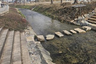 Most by stál miliony, tak postavili brod. V Pelhřimově překonávají lidé Bělou netradičně po kamenech