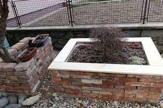 Luxusní záhony ze starých cihel podle pana Karla. Za pár korun a bez malty