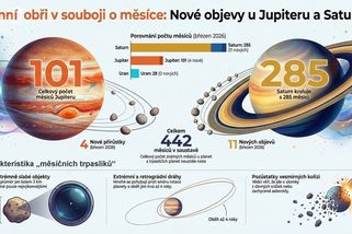 Nejvíc měsíců má Saturn, ale i Jupiter už jich má víc než sto