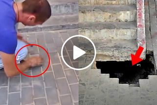 Z pod chodníku se ozýval děsivý zvuk. Když kolemjdoucí zjistil, kdo je pod ním zaživa pohřben, nečekal ani sekundu. Kámen po kamenu rozebral (VIDEO)