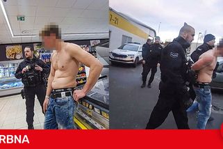 Do půl těla svlečený muž demoloval zařízení supermarketu jako smyslů zbavený