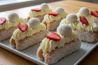 Nepečené kokosové mini zákusky z cukrářských piškotů s mascarpone krémem