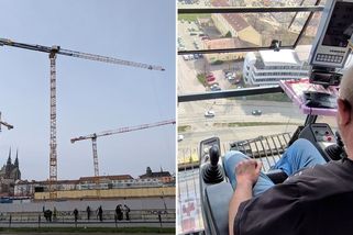 S kamerou ve výšce 75 metrů. Dohlédnu až na Pálavu, říká jeřábník z brněnského staveniště - Novinky