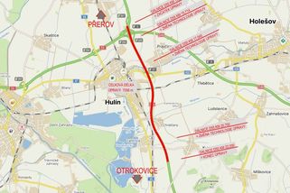 Oprava úseku dálnice D55 u Hulína během léta