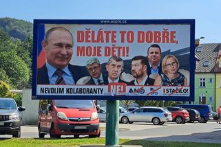 Děláte to dobře, chválí Putin Babiše, Okamuru či Konečnou na billboardech příznivců vlády - Novinky