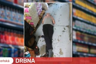 Pracovnice ostrahy prodejny se během pauzy na oběd zpila do němoty. Našli ji ležet vedle palet se zbožím