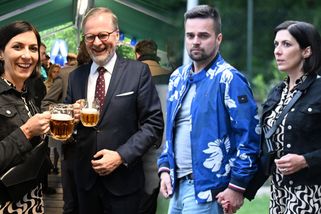 Fiala s krýglem v ruce, Pekarová po boku fešného manžela a pařmen Jurečka. Na grilovačce SPOLU teklo pivo proudem – eXtra.cz