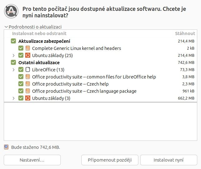 Aktualizace jsou důležité, bez nich mi nešel Ubuntu MATE vypnout
