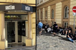 Před obchodem v centru Prahy nocovaly desítky lidí. Čekají prý na trička zdarma - Novinky