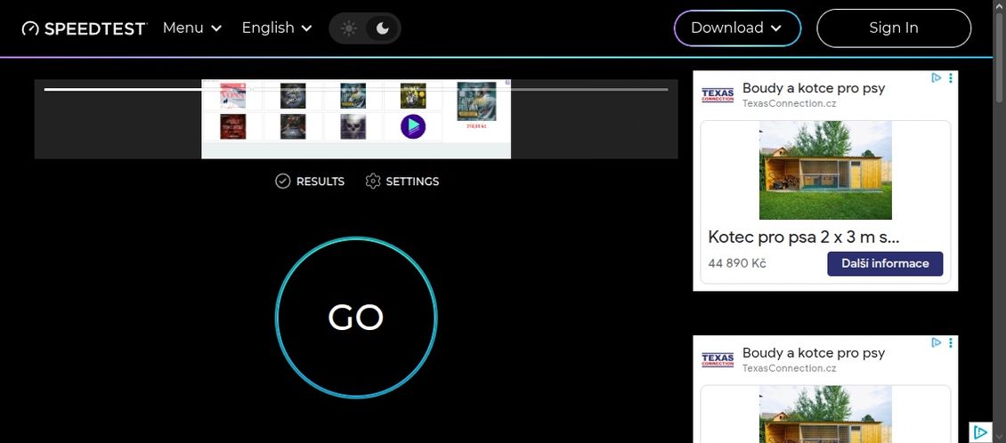 Měření rychlosti internetu, které se bez blokátorů reklam neobejde