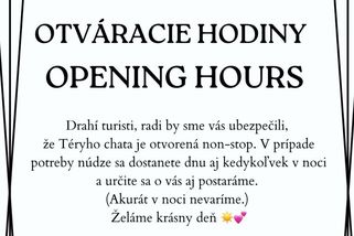 Za určení otevíracích hodin se na vedení Téryho chaty ve Vysokých Tatrách snesla neoprávněná kritika - Novinky