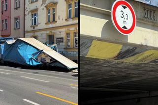 Řidič náklaďáku zablokoval dopravu v Praze, zasekl se pod viaduktem - Novinky