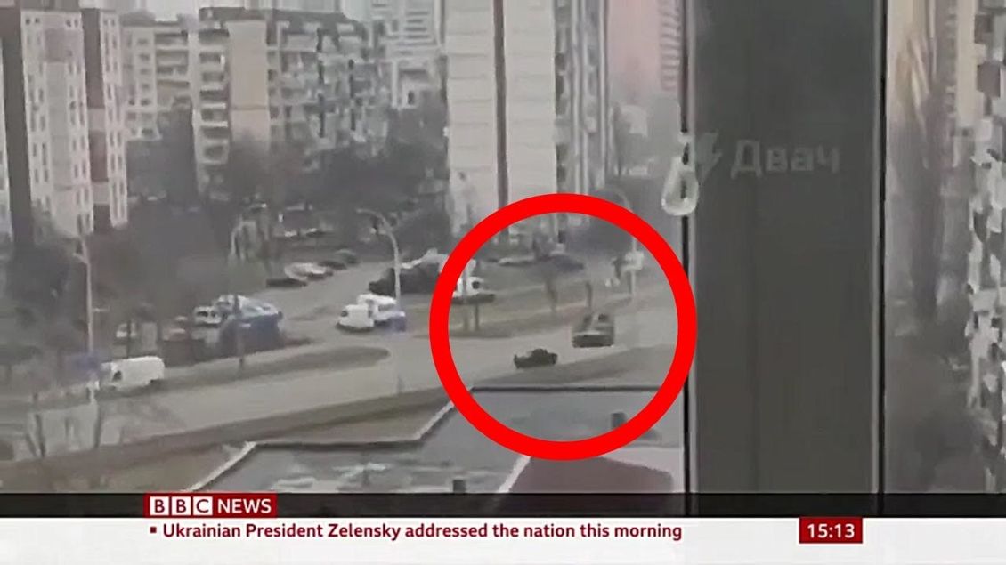 Russian Tank run over Civilian Car in kiev, Ukraine