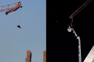 Paraglidista zůstal viset na 60metrovém jeřábu, na záchranu čekal do noci - Novinky