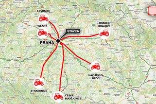 Traktory začnou do Prahy najíždět v pondělí časně ráno ze šesti směrů - Novinky