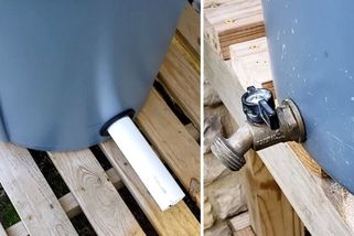 Nádrž na dešťovku z obyčejných barelů. Oproti kupované vyjde o desítky tisíc levněji