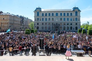 Studenti demonstrovali na podporu veřejnoprávních médií