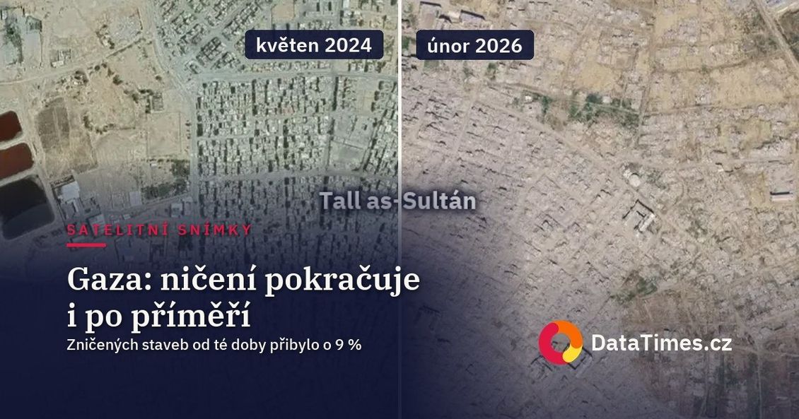Mapy ukazují, jak se proměnila Gaza: celé čtvrti zmizely, na jejich místě stojí stany