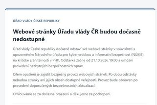 Webové stránky Úřadu vlády jsou mimo provoz - Novinky
