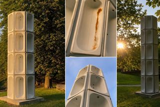 Před galerií ve Varech ožívá hudbou i světlem monumentální socha z van - Novinky